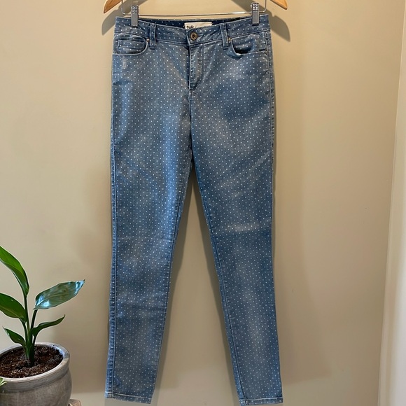 TWIK - Distressed Polka Dot Skinny Denim - Picture 2 of 10